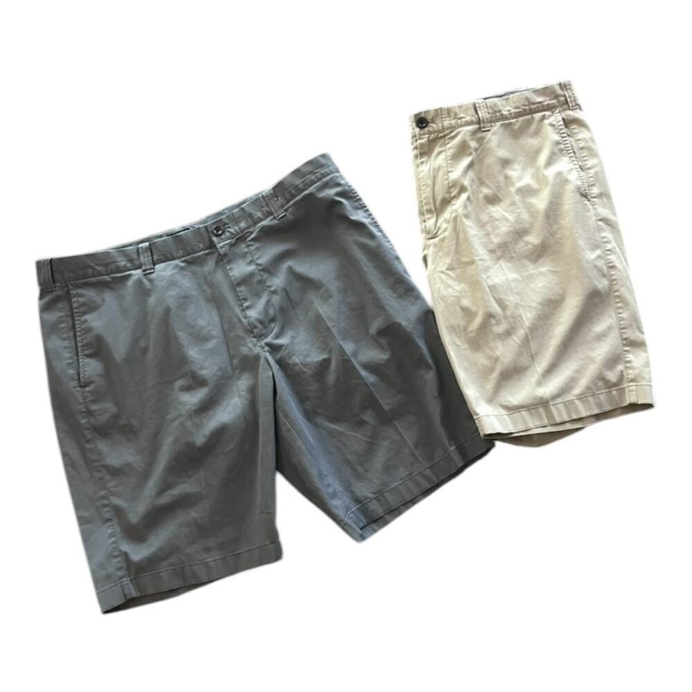 J Crew Stretch Preppy Casual Classic Mens Shorts Lot of 2 Size 38 Gray Tan